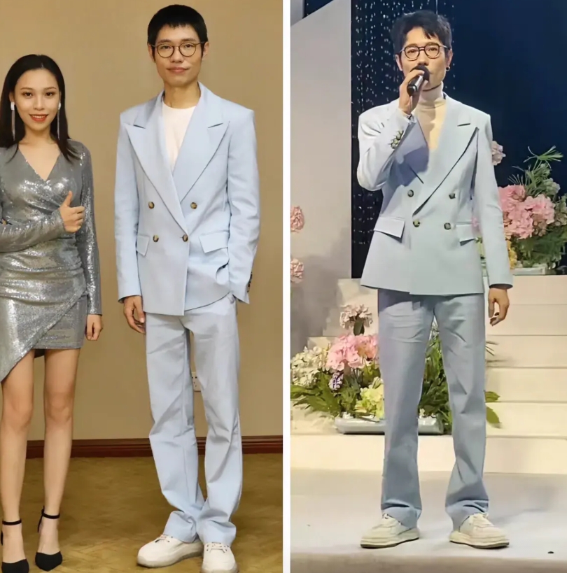 发现一个有意思的问题！
李行亮在《再见爱人》播出后，首次线下参加商演身上穿的礼服