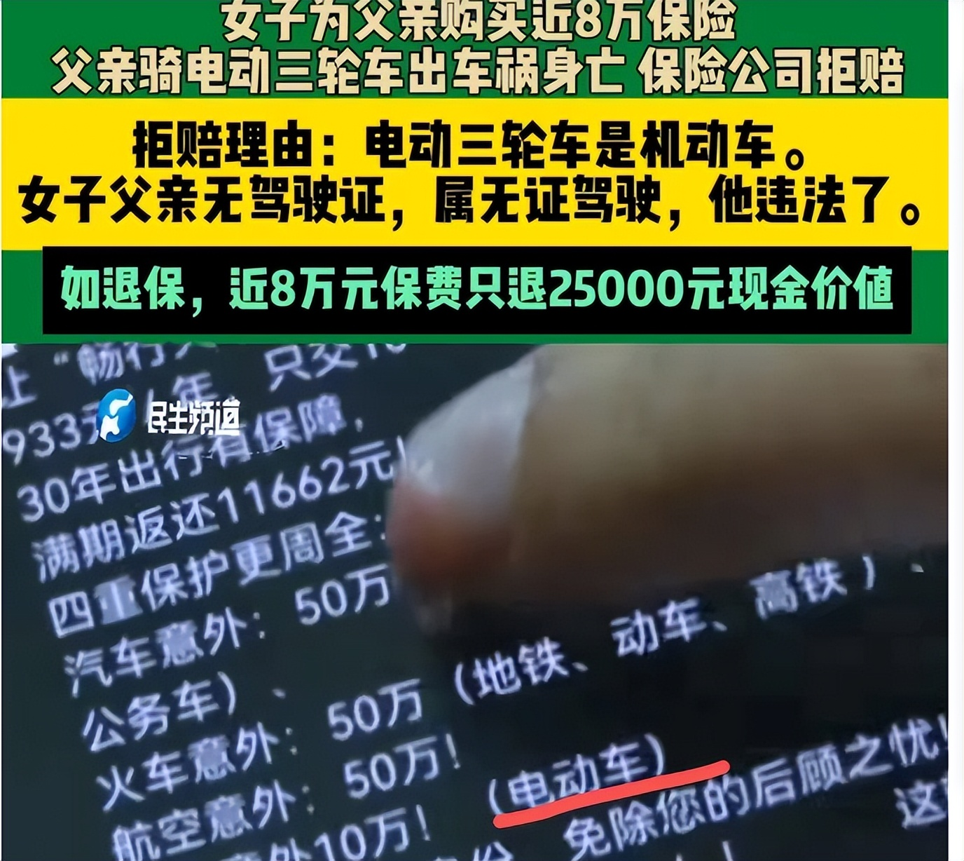2024年，辽宁一女子父亲车祸去世后，想到多年来花8万块给父亲买了两份保险。可女