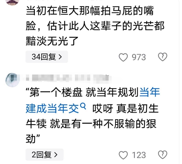 著名播音员虹云去世。
但是评论区却都是这些冷嘲热讽的声音。
起因就是她曾经为恒大