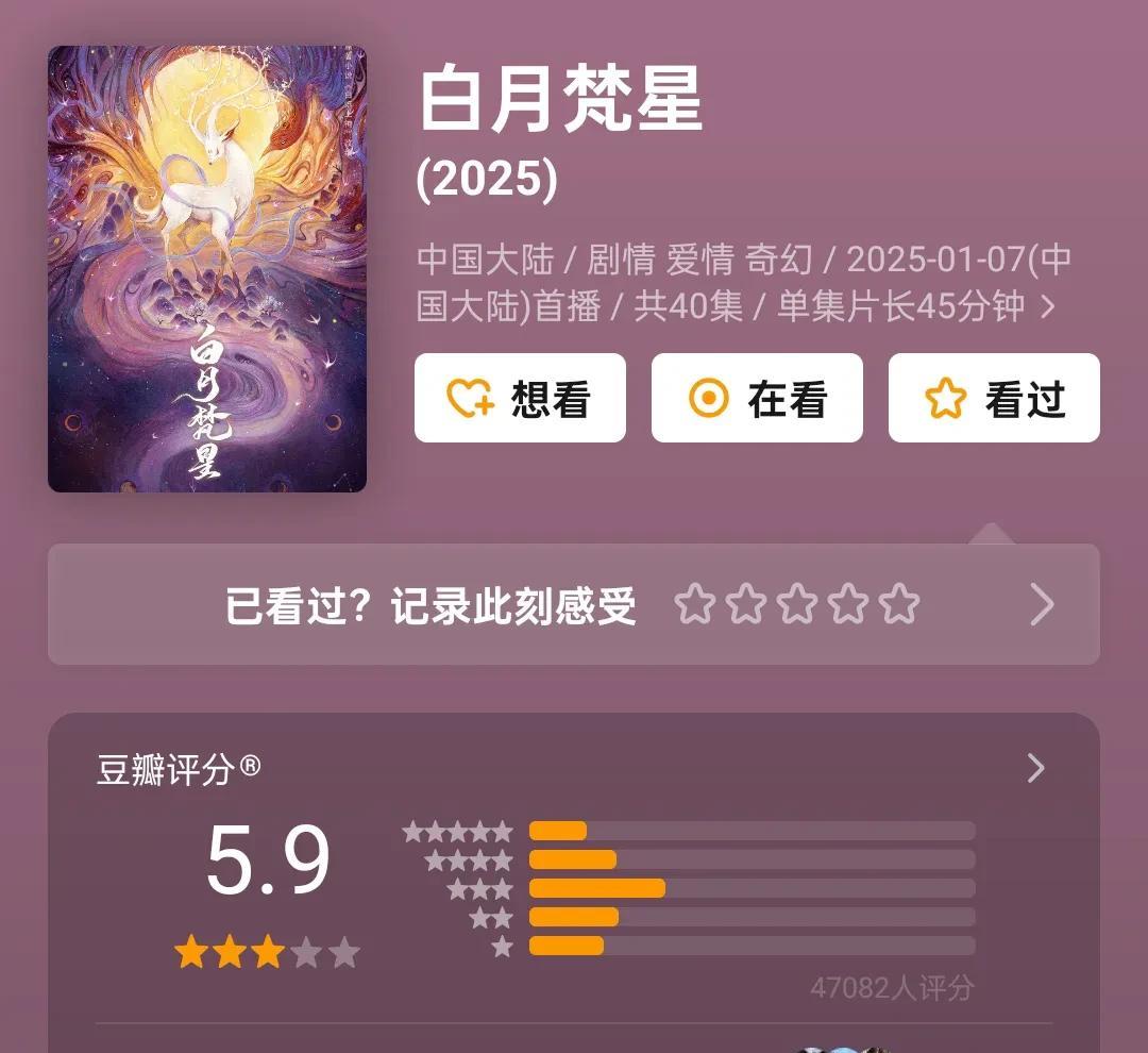 杨紫《国色芳华》豆瓣口碑7.8分，白鹿《白月梵星》豆瓣口碑5.9分，通过分数对比