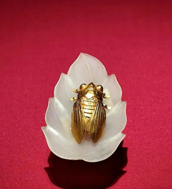 真没想到这样一件估值9亿的金蝉玉叶，竟是一个小妾的陪葬品！

考古人员于1954