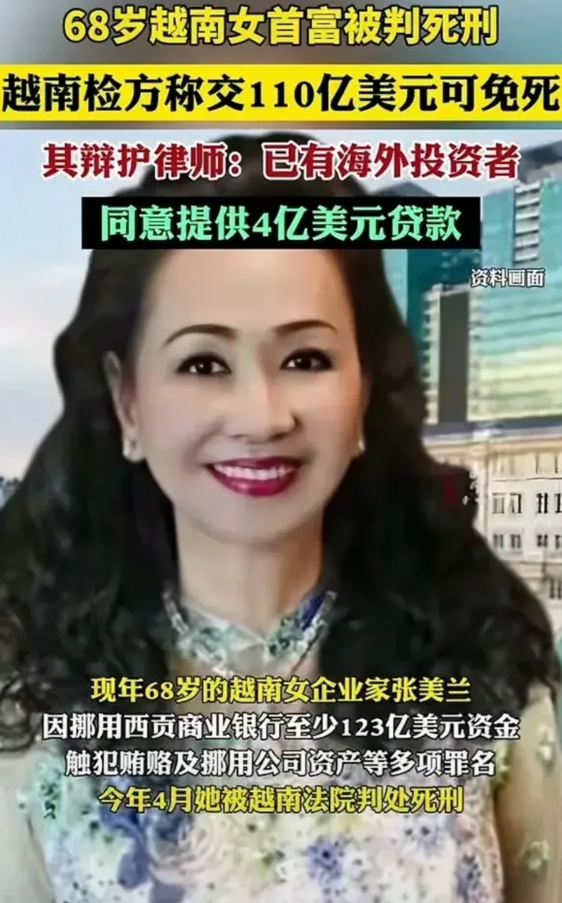 “不作死就不会死！”68岁越南女首富被判死刑，越南检方称交110亿美元可免死，其
