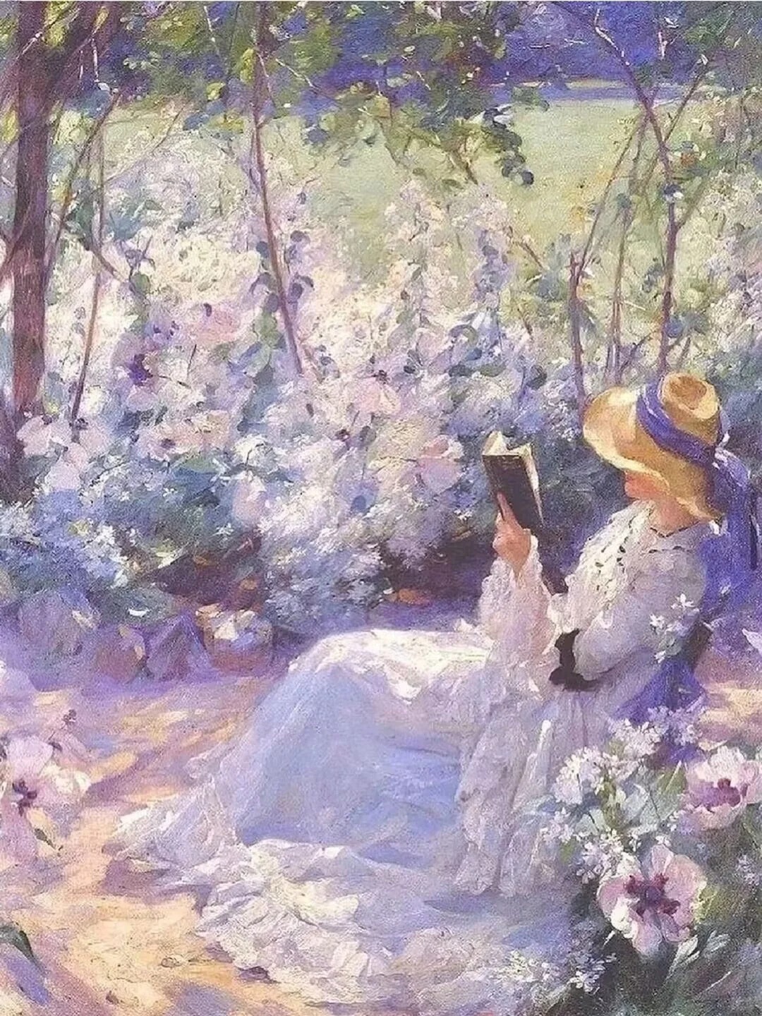 每天认识一幅名画——第176幅
名称:花园中的阅读
外文：Reading in 