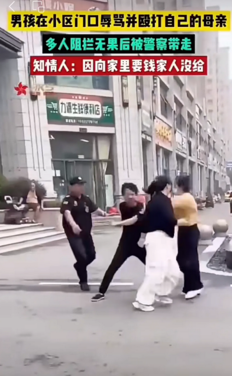 在自家小区门口儿子打妈妈的后续来了