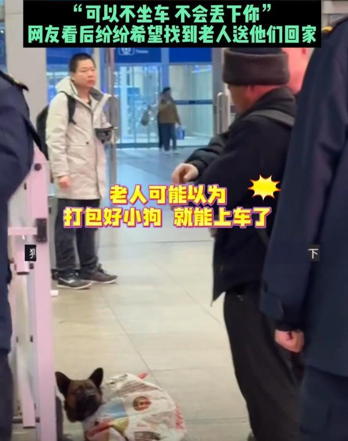 “走，咱们不坐了！”北京，一大爷“打包”小狗坐高铁回家，凌晨12点赶到车站，只为