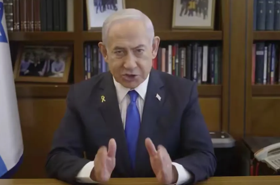 以色列总理内塔尼亚胡发表谈话。

以色列总理内塔尼亚胡当地时间10月18日凌晨表