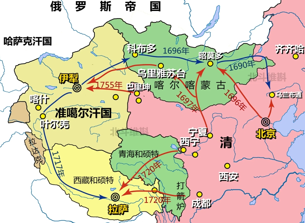 乾隆一开始对准噶尔的态度还是很怀柔的，就是用中原王朝传统的方式对待草原民族。但是