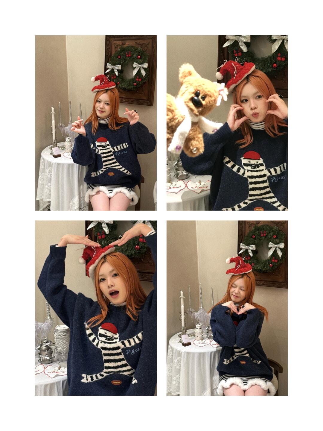 很喜欢衣服上的红帽子小猪