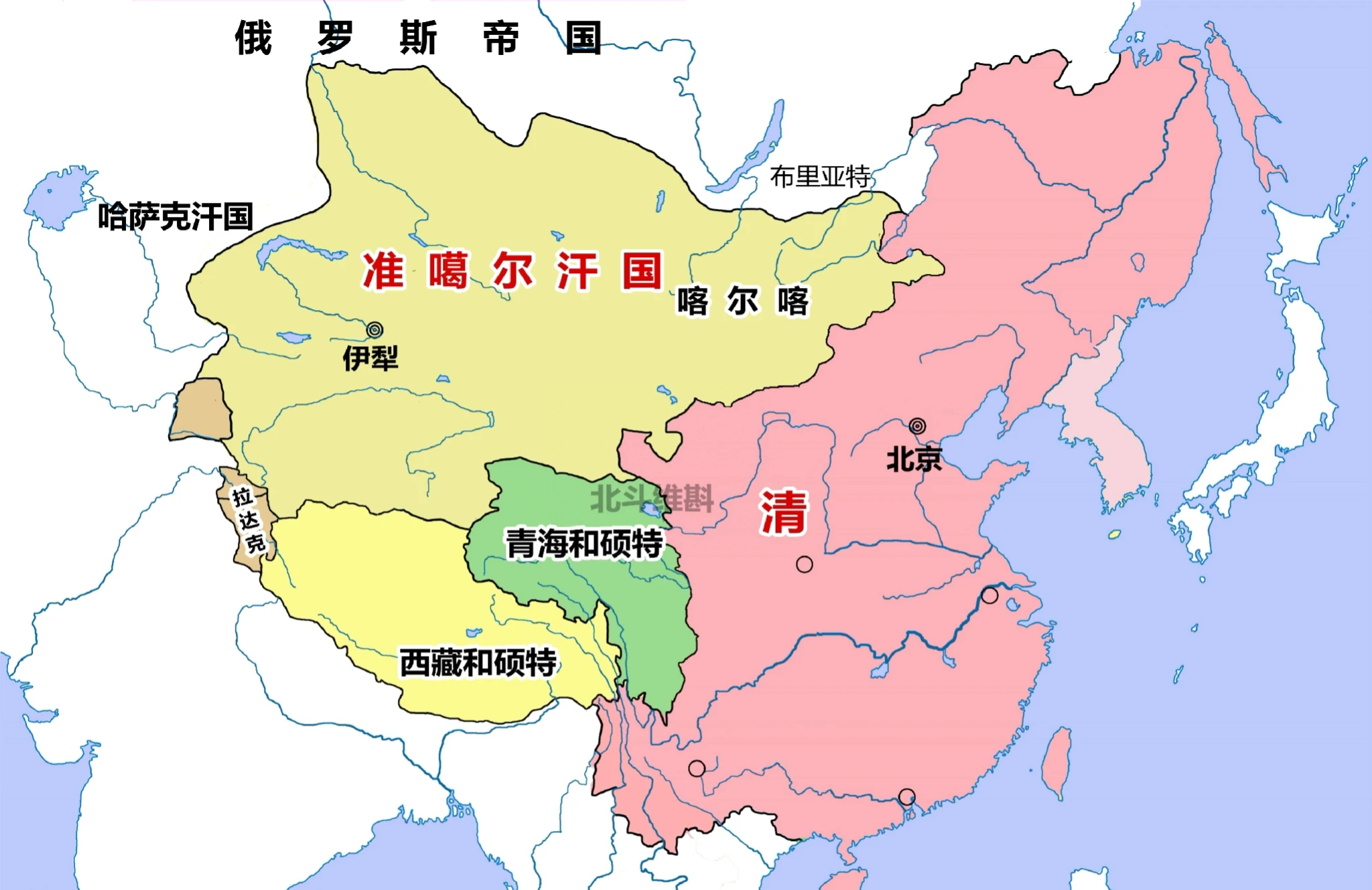 准噶尔硬刚清朝，也是无奈之举…

屁股后面就是沙俄，他要么是入主中原，重塑蒙古帝