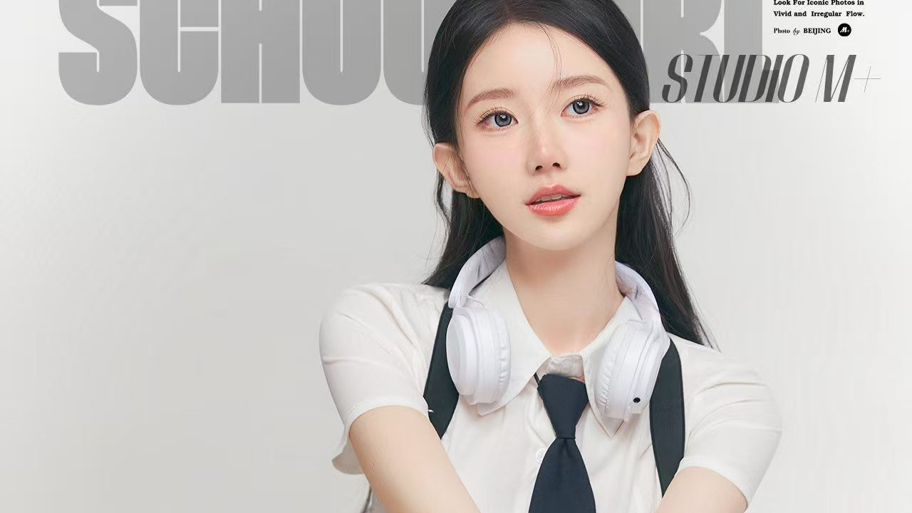 五官精致的音乐系女孩，清新养眼吉他美女