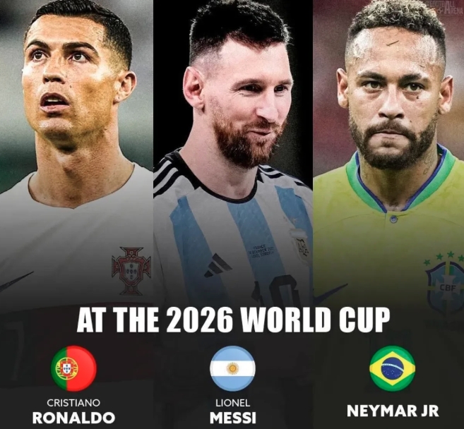 2026美加墨世界杯，三大球王的年龄