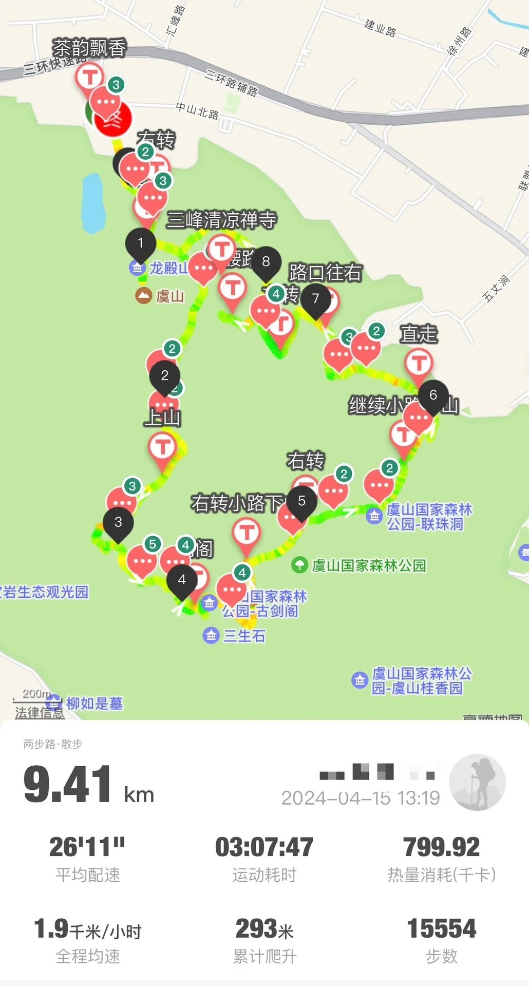 徒步的快乐👣虞山小环线
第一次自驾去常熟徒步虞山小环线
全程下来9.多公里差不