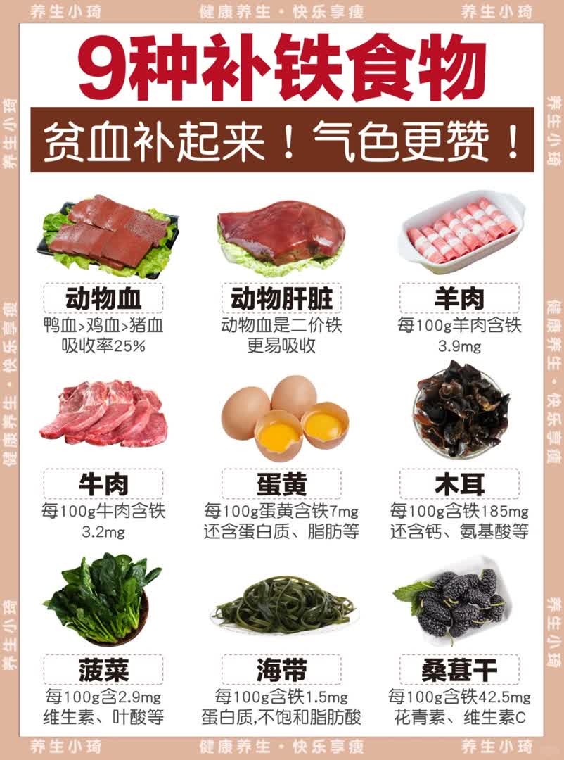 9种补铁食物合集｜脸色越吃越红润
