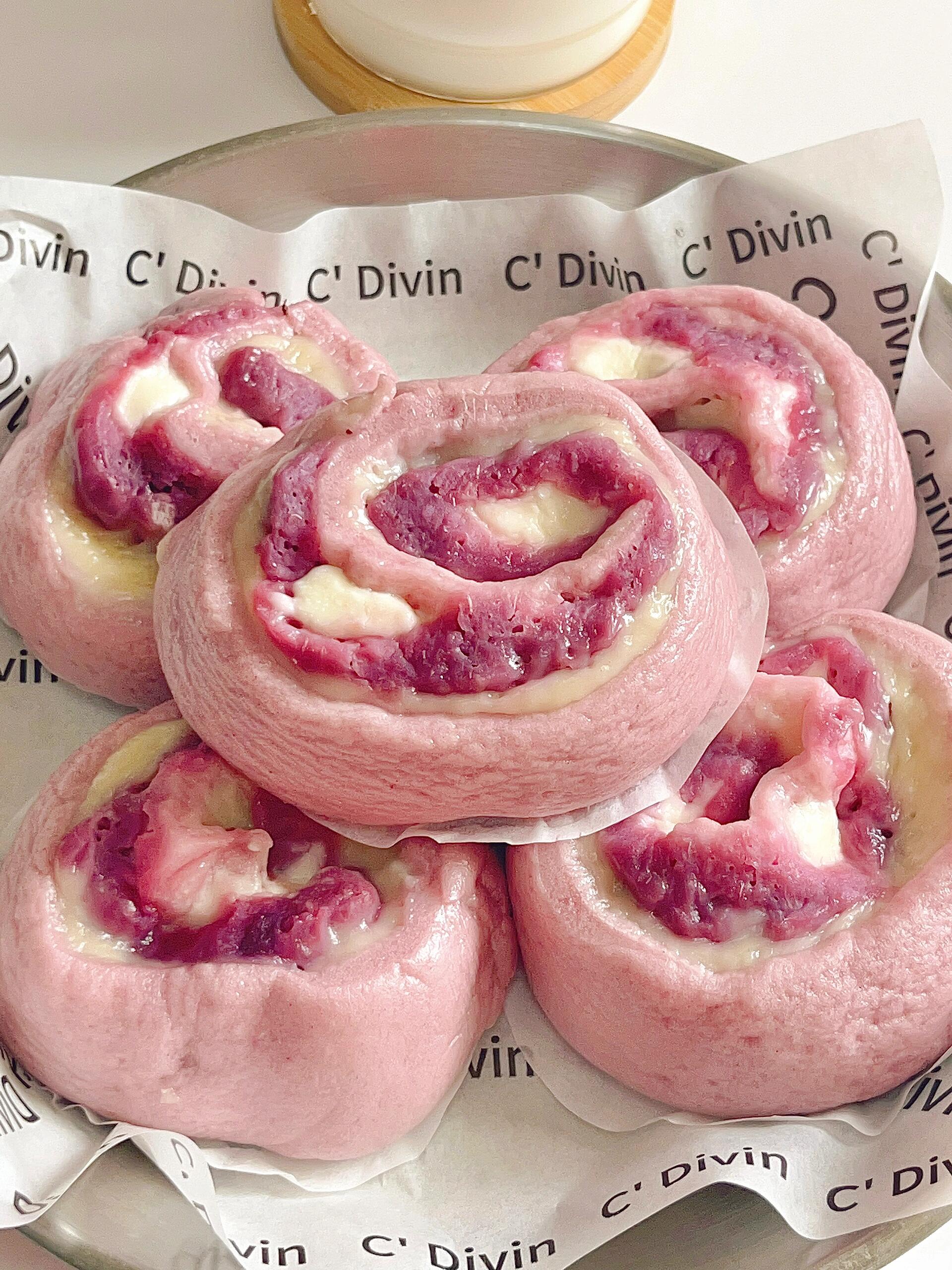 这个芋泥麻薯奶酪馒头卷真的好看又好吃