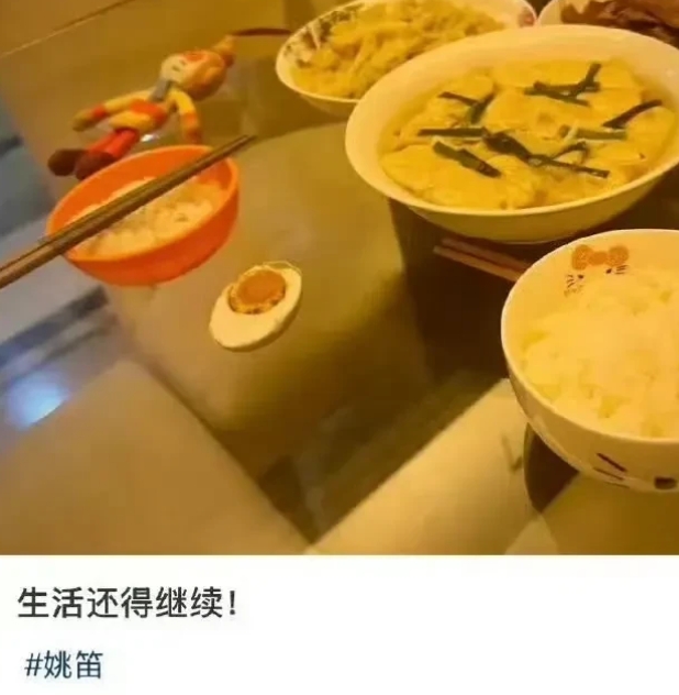 姚笛:生活还得继续。
话说明星的生活这么清淡吗？
一天挣那么多当得普通人几年的收