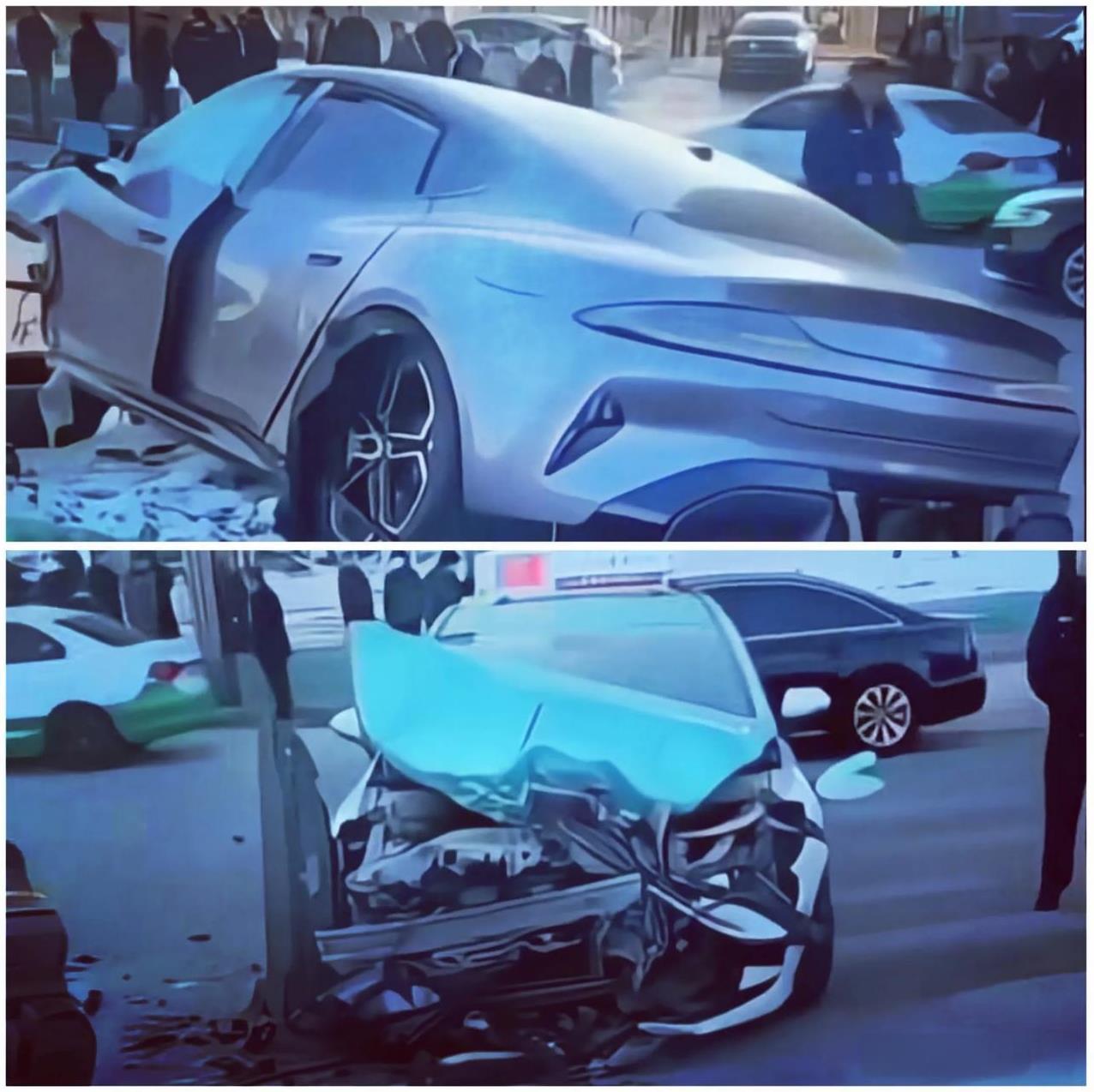 某跑车和出租车撞了，谁赢了？
某跑车又和出租车发生了撞车，看现场两车前嘴都受伤不