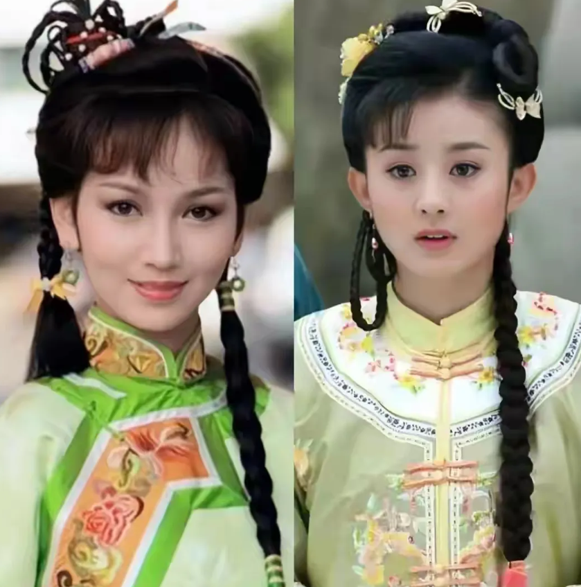 其实并没有拿赵雅芝和赵丽颖去比美，就是觉得二美的古装发型很相似，感觉是一个风格的