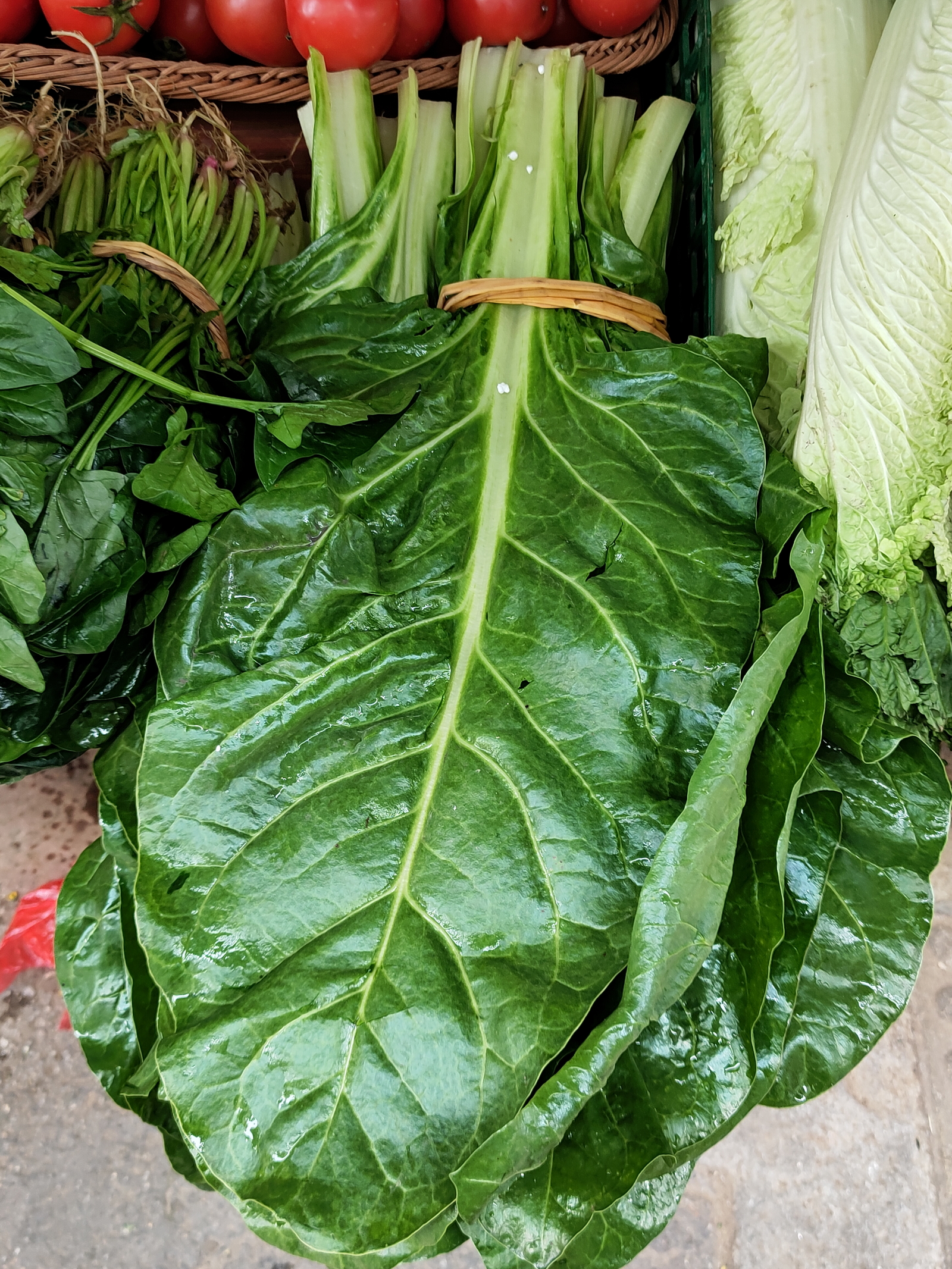 粤北市场里，很喜欢把菜叶子单独摘出来卖，如一米高的大芥菜，一片叶子可以炒一碟，还