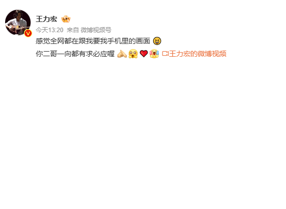 王力宏晒肖战直拍
