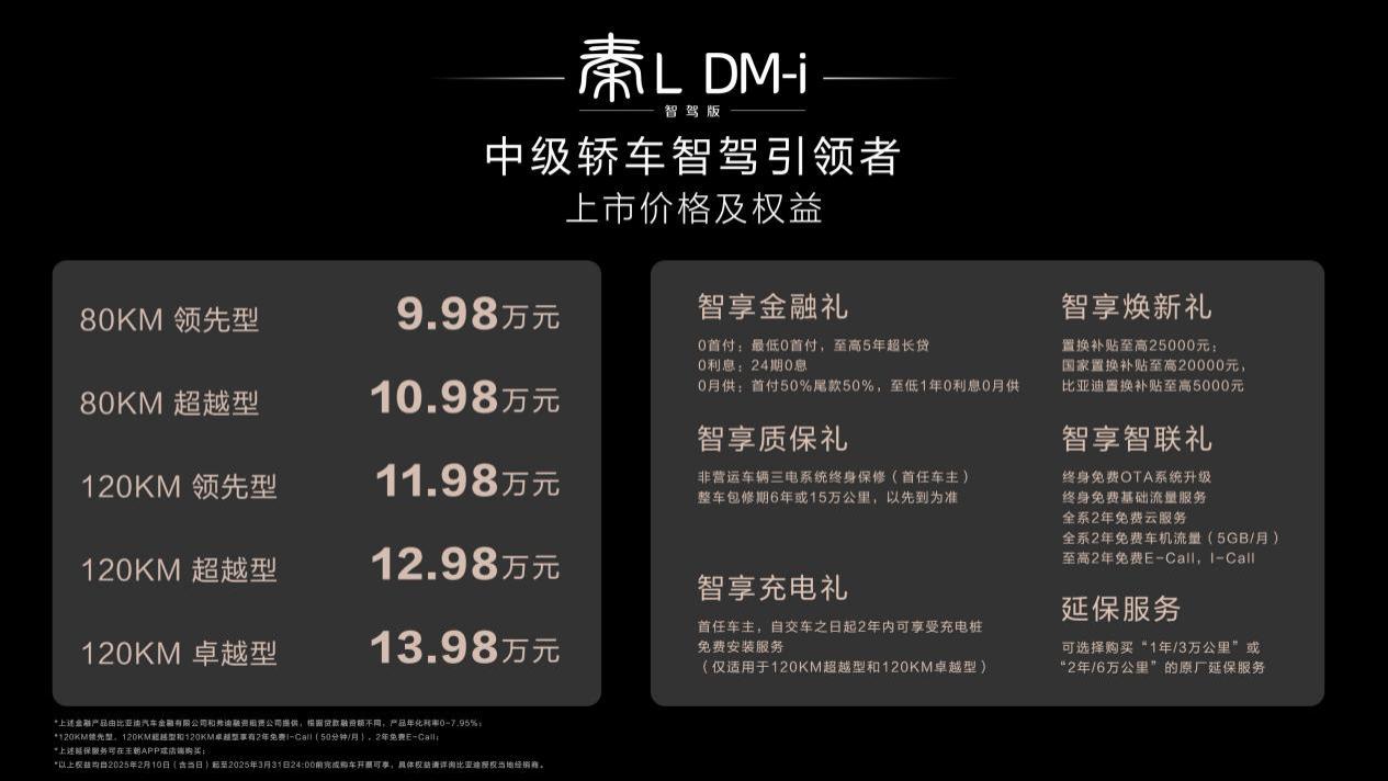 加配不加价！秦L DM-i智驾版售9.98万-13.98万元