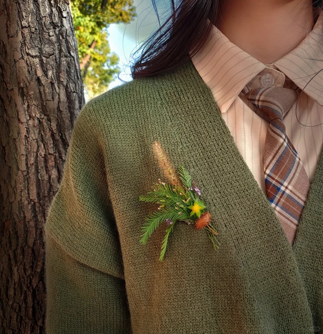 把大自然戴身上
小小的苍耳粘毛衣上好可爱