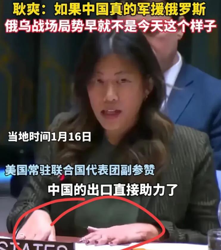 被耿爽硬怼的，美国驻联合国女副参赞，黑头发黄皮肤，像华裔面孔，即使不是，肯定是亚