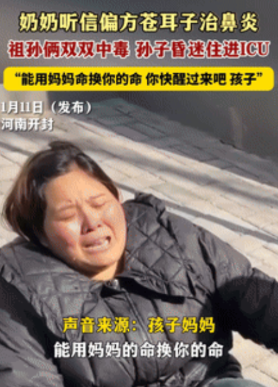 2025年，河南一奶奶听信偏方，觉得苍耳子能治好孙子的鼻炎。不料，二人在食用后，