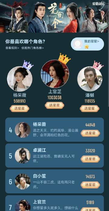 电视剧花间令超话无人在意的角落你们上官芷断层100万了[微笑]怜爱了，我的小心心