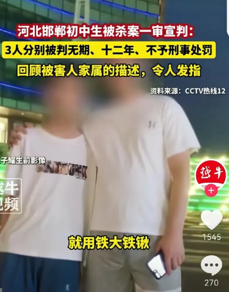 邯郸被杀害的王子耀姑姑说，孩子被打死后，脸上有铲伤，全部是大伤口，眼珠子都翻出来
