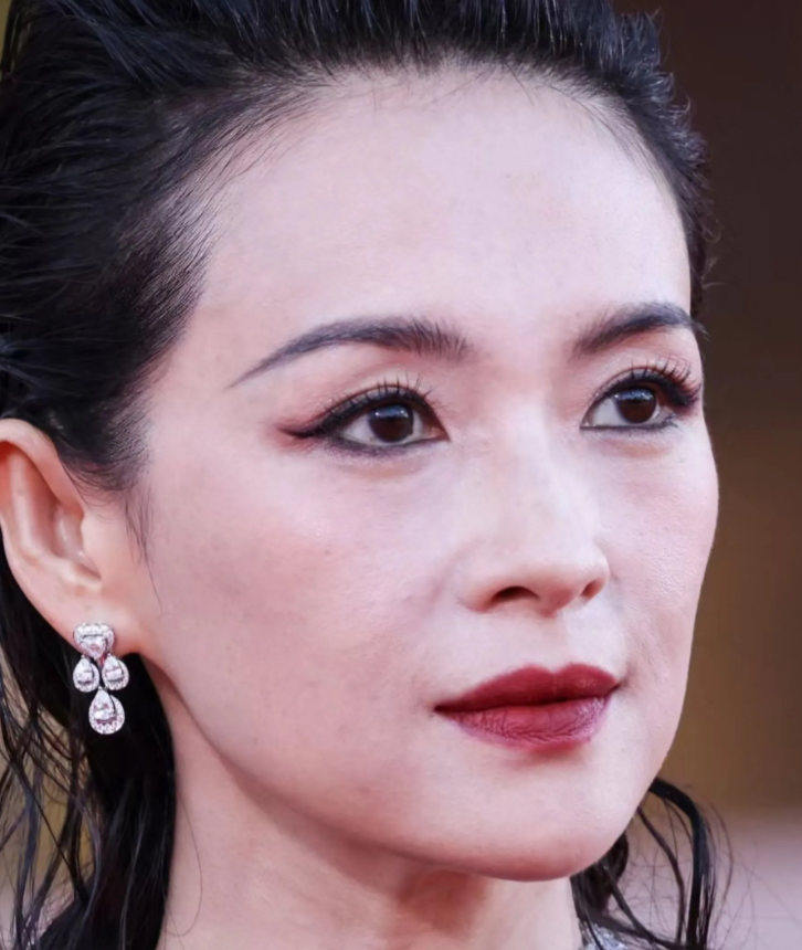 章子怡威尼斯电影节闭幕式生图，肉眼可见的老了，而且她不是和这种暗黑风的大浓妆，显