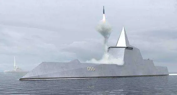 我055b已在建，排水量2万吨，舰载激光炮，144个垂发单元，668枚导弹，最重