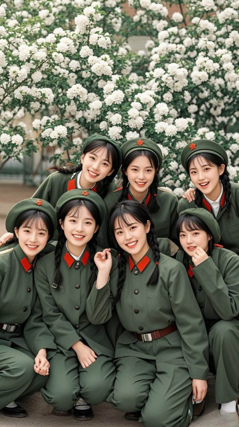80年代女兵合影，飒爽英姿，青春飞扬！这张照片，记录了她们的青春岁月，勾起了多少