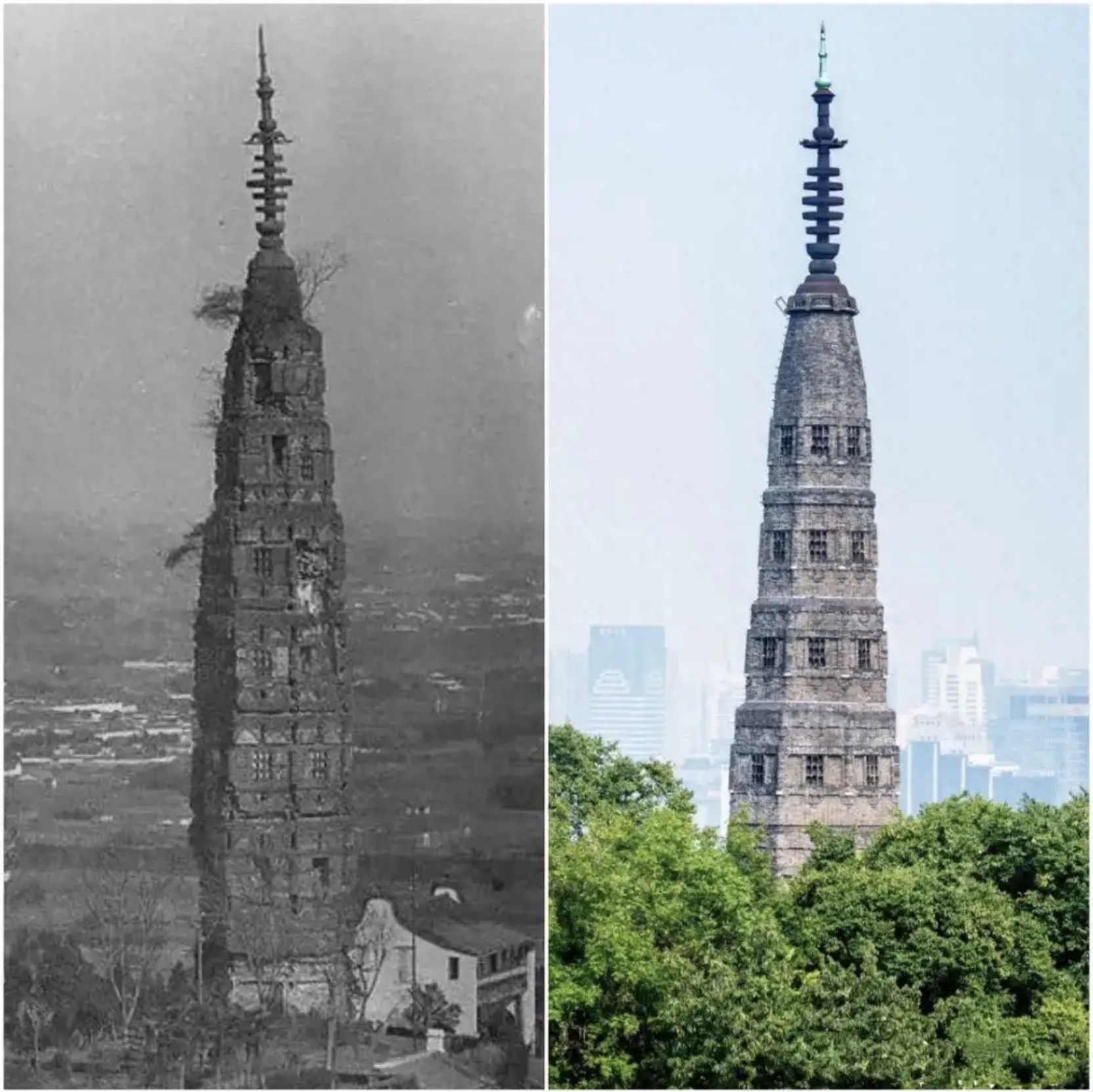 图为杭州西湖保俶塔，100年会发生多大变化？