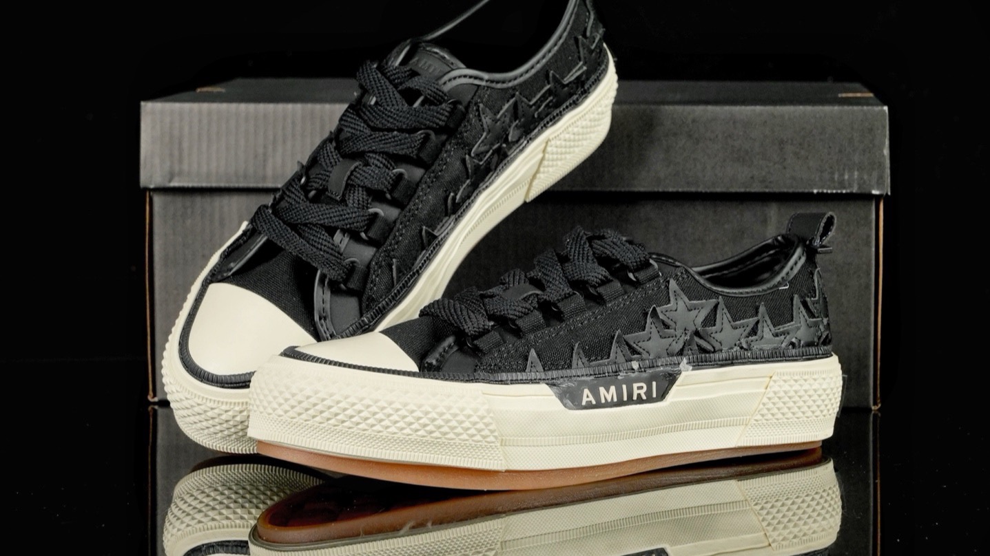 AMIRI Stars Court 黑色皮质星星 埃米尔星星复古休闲板鞋