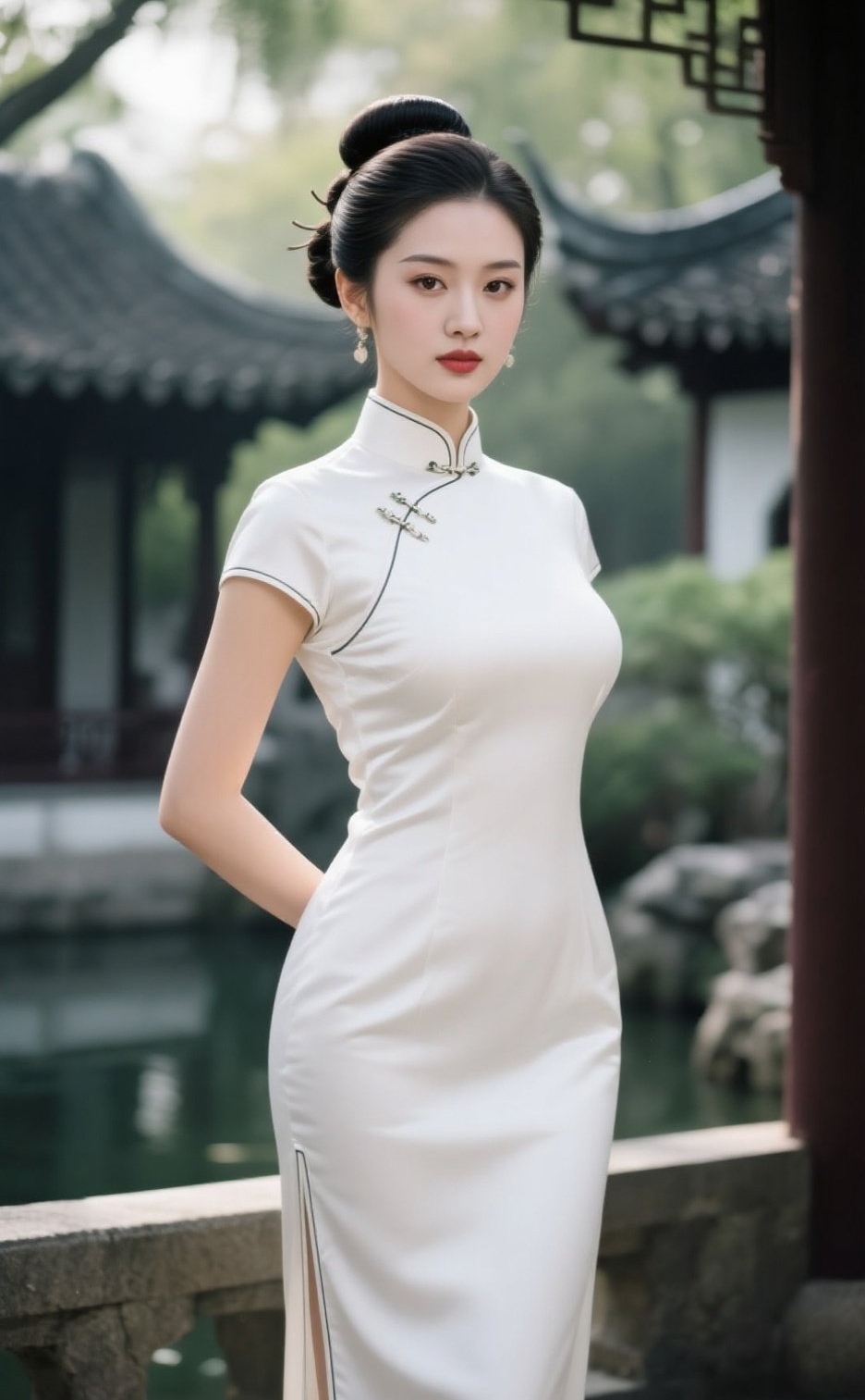 温雅佳人旗袍素净，中式美学沁人心脾