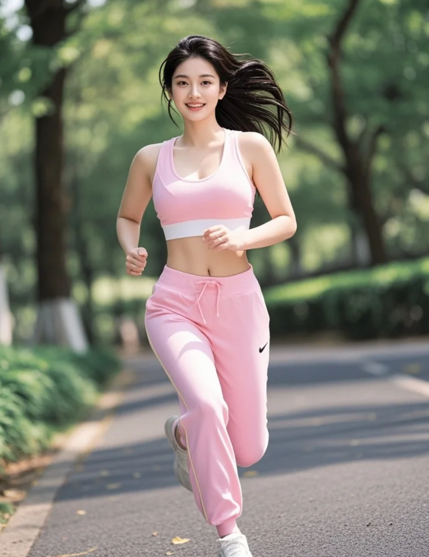 跑道上的运动甜心，汗水都挡不住的绝美！