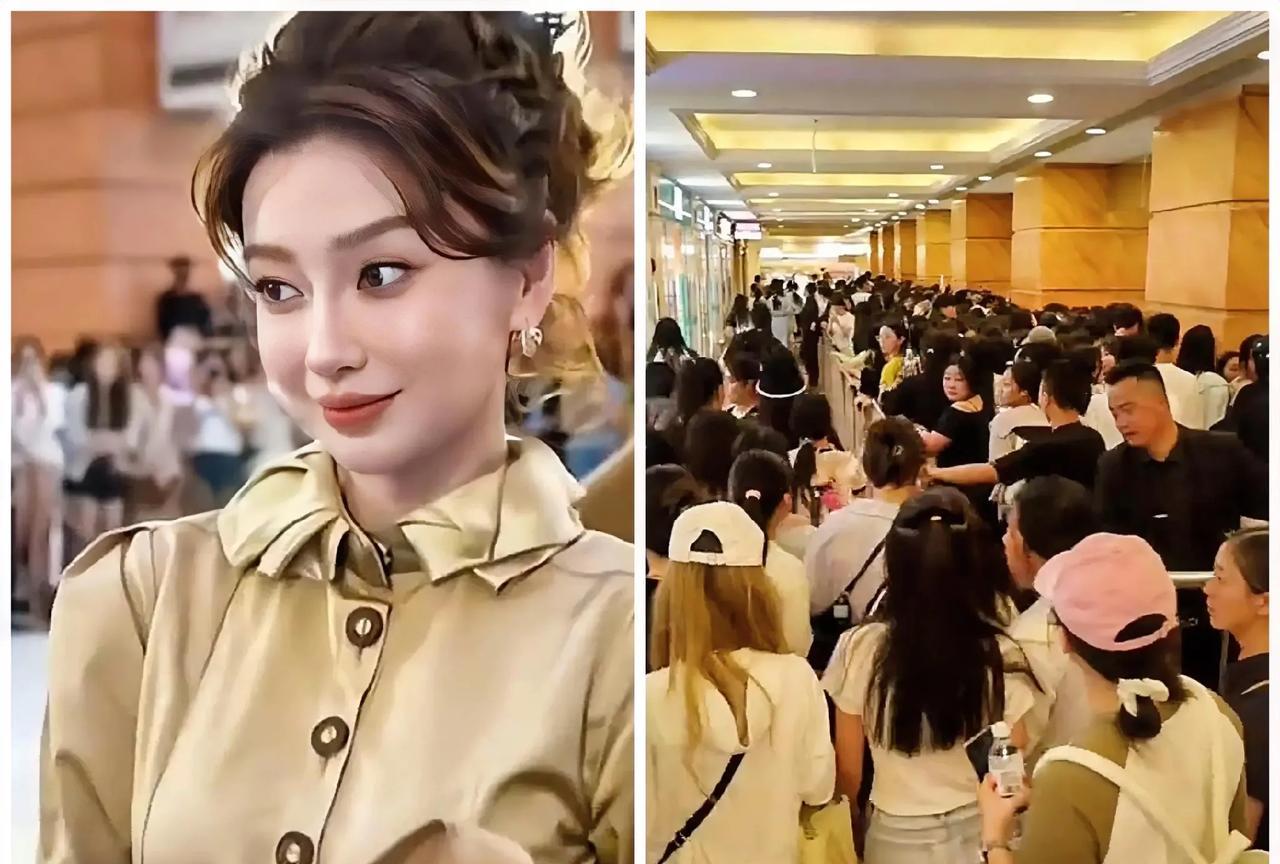 一眼望不到头的观众，杨颖这人气不减当年。
时隔两年出席上海环球港活动，化着最精致