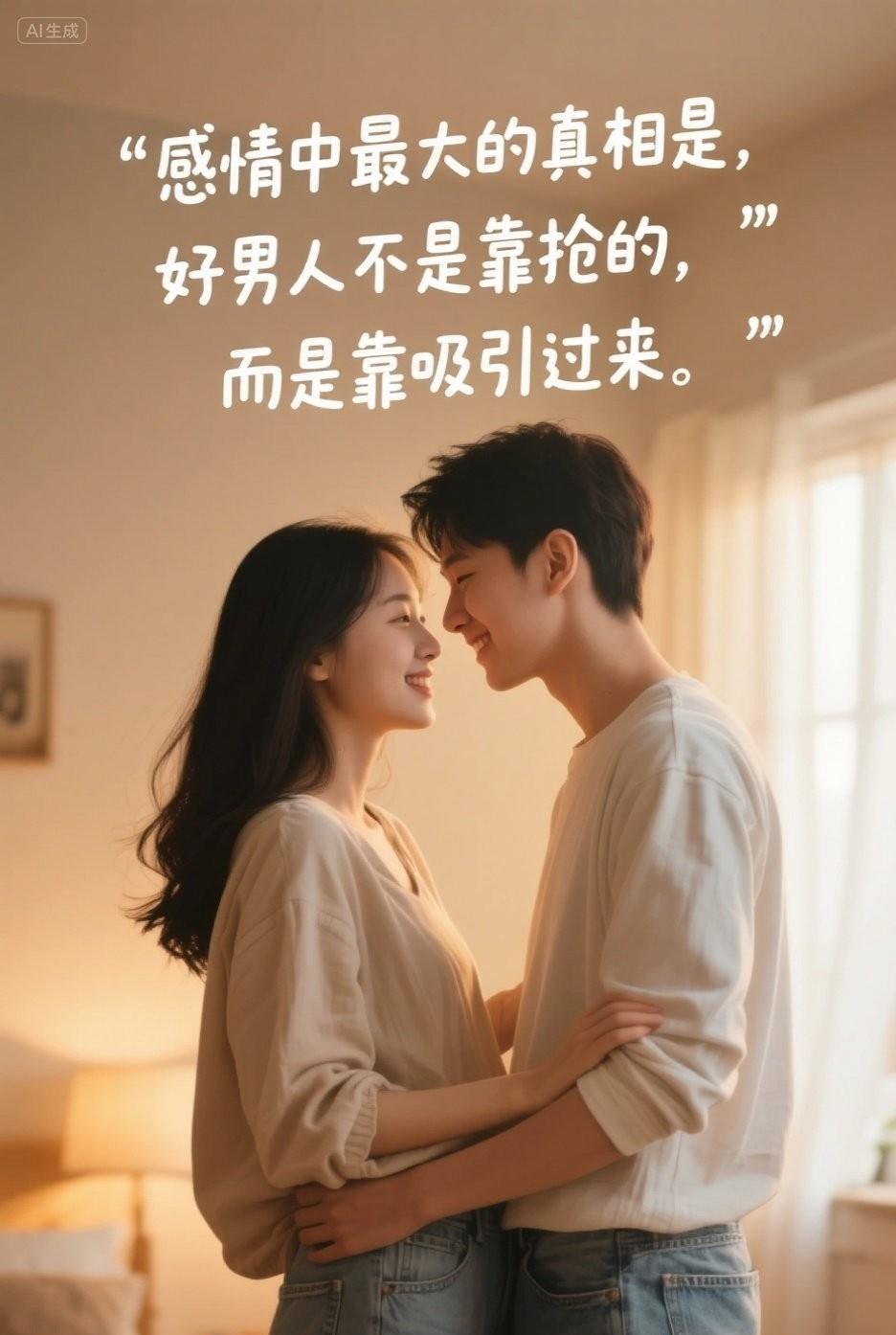 感情中最大的真相：好男人不是抢来的，而是吸引来的。
真正长久的关系，从来不是靠抢