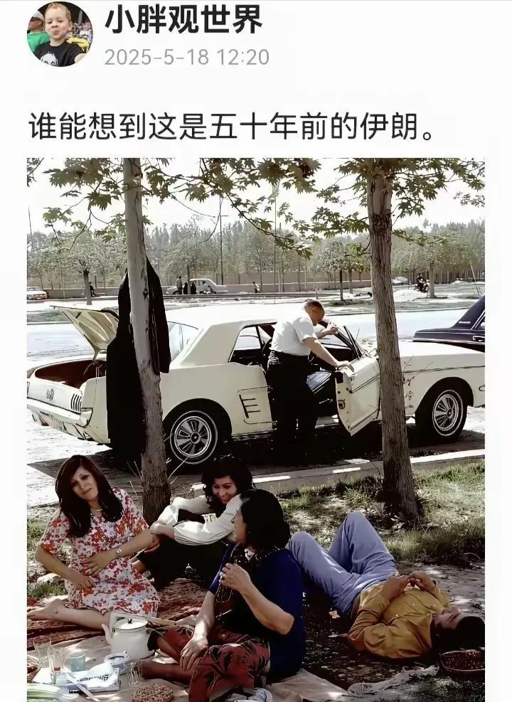 五十年前的伊朗人，戴着瑞士大金表，吃着小烧烤，还能躺着，坐着，民主氛围感爆棚。而