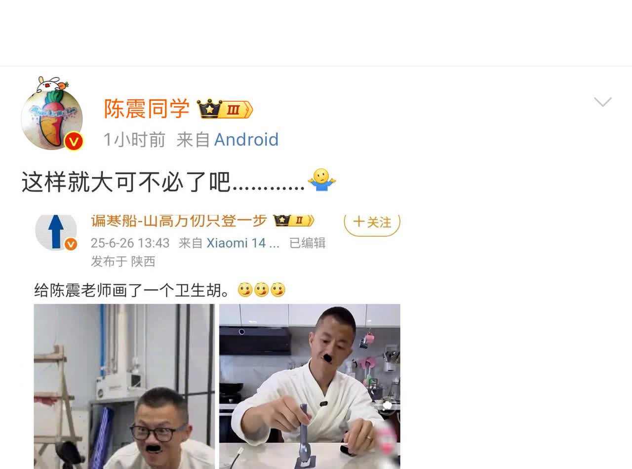 感觉陈震挺可怜的
被人恶搞画上了本子胡，陈震也没恼羞成怒
因为立场不同，吵架