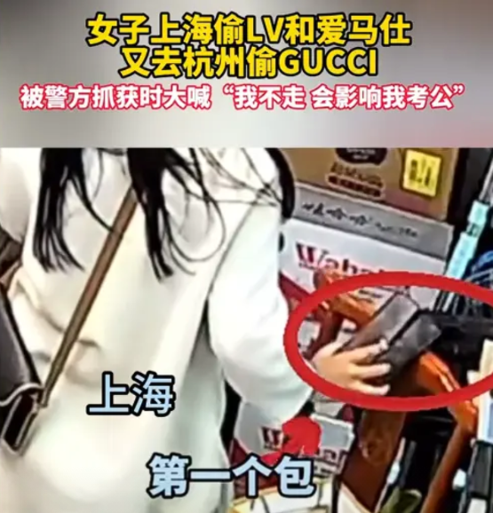 女子连偷两家奢侈品店后，又流窜到外地作案，被警方抓获后，女子大喊：我不走，会影响