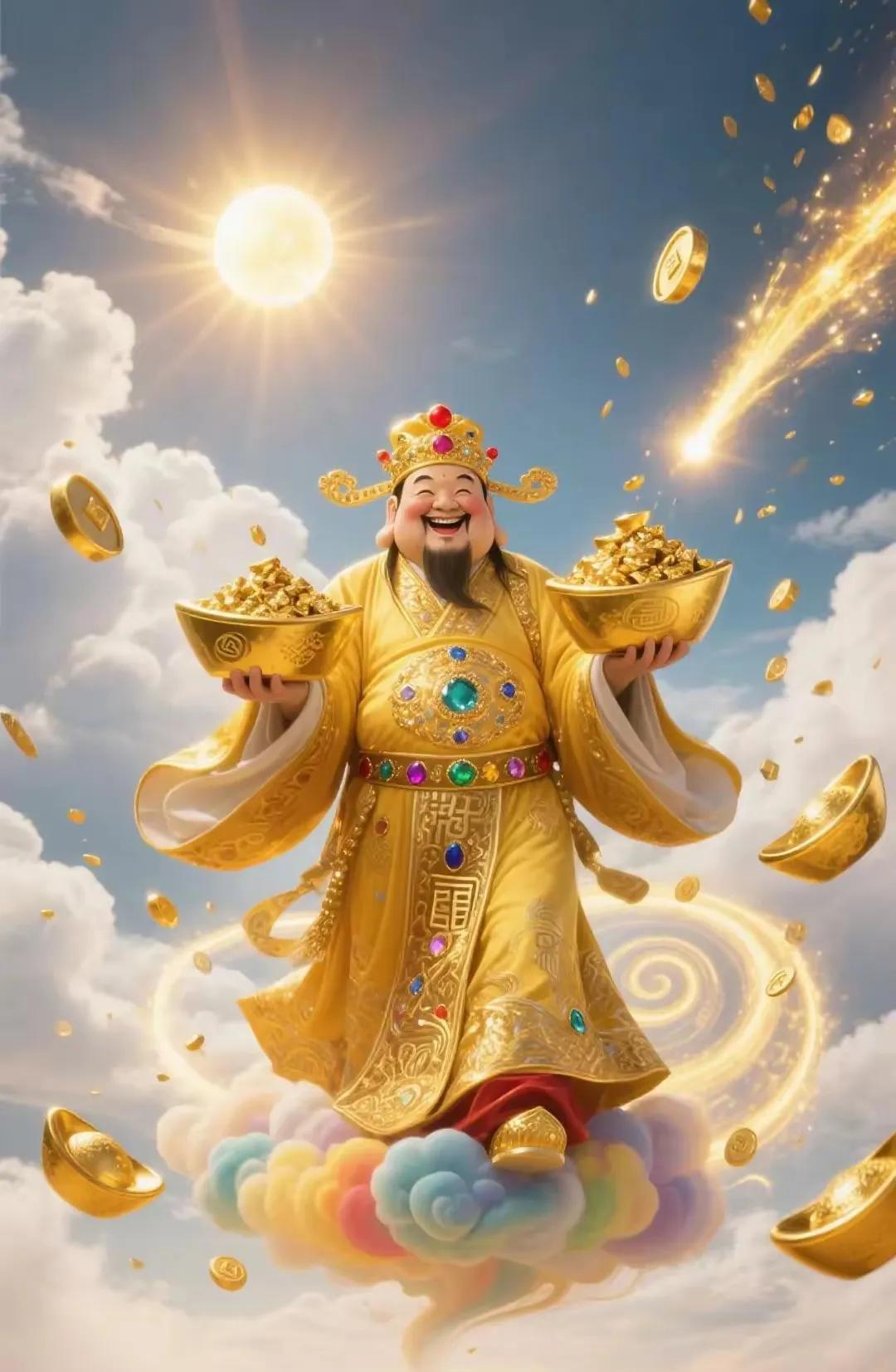 财神已经来到你家，快开门迎接他的到来！今年你必定会幸福爆棚，一帆风顺，财运亨通！