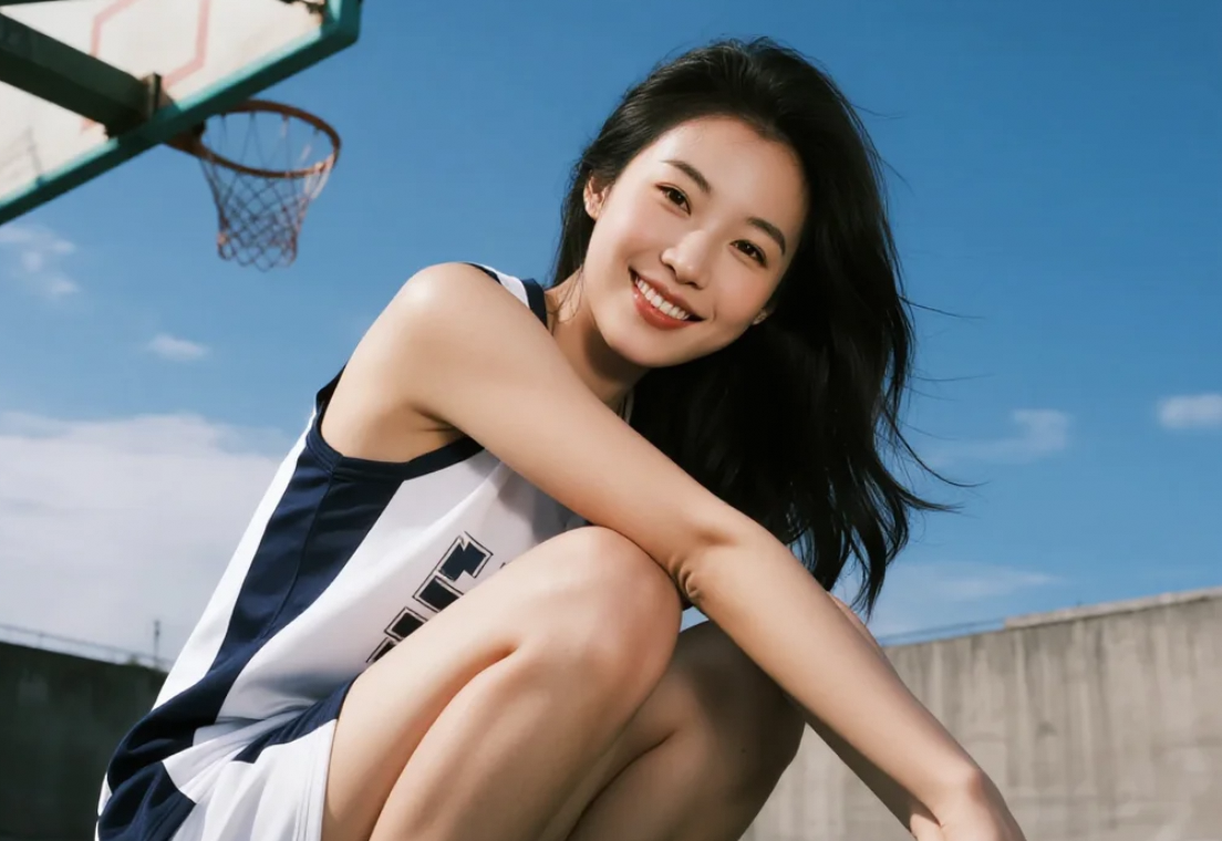 篮球服+丸子头，她把清爽与帅气穿在了身上！