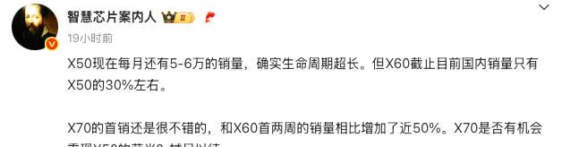 发布两年后每月销量还能在5-6万，荣耀X50确实可以叫一代神机！至于X60大概还