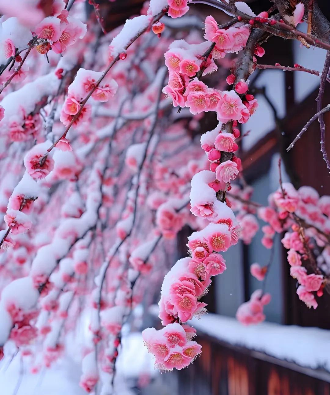 《赞梅》
白雪皑皑梅花靚，
冬眠动物地里藏。
极少动物出门瞧，
…………？
拋砖