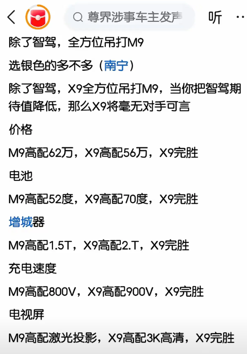 谁也没想到，M9已经成了友商们的最难搞的对手了！
无论是电池、续航、800V平台