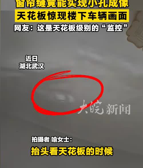 湖北武汉一女子在家午休时，因光线太强就拉上了窗帘，结果等她躺到床上时，竟从天花板