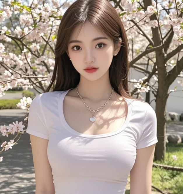 樱花树下的她，披着春光宛如仙子降临