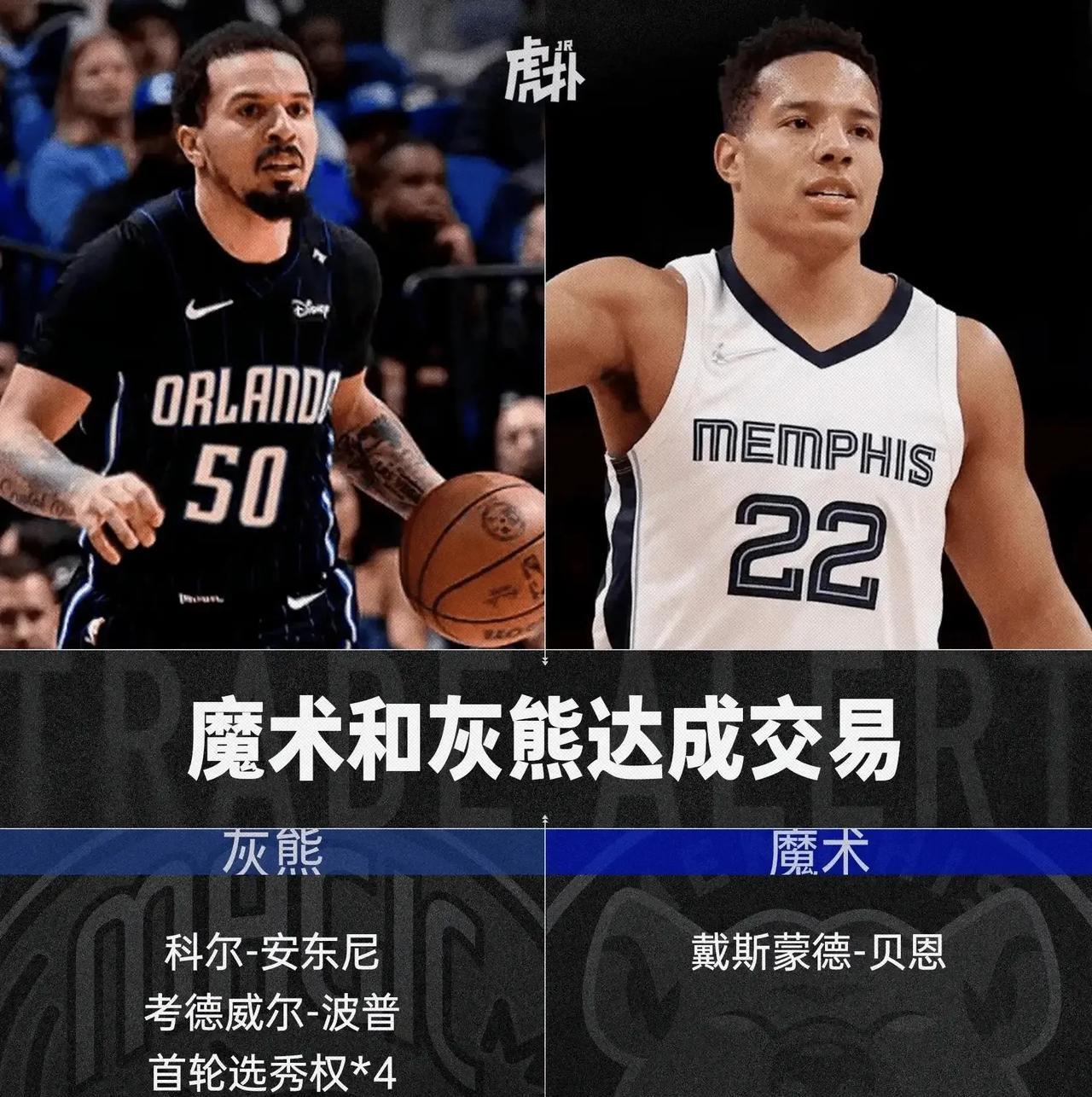 Shams报道，孟菲斯灰熊队将把德斯蒙德·贝恩交易至奥兰多魔术队，换回肯塔维厄斯