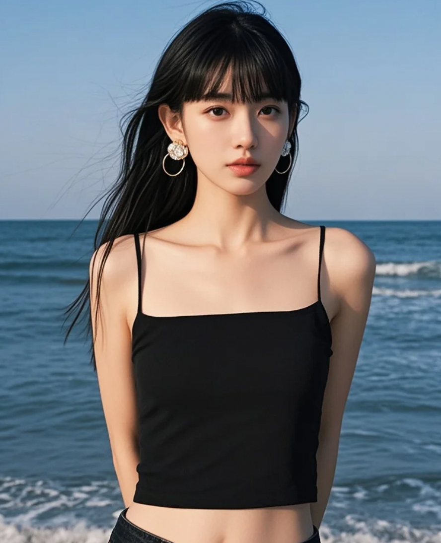 落日熔金，她心事沉入海